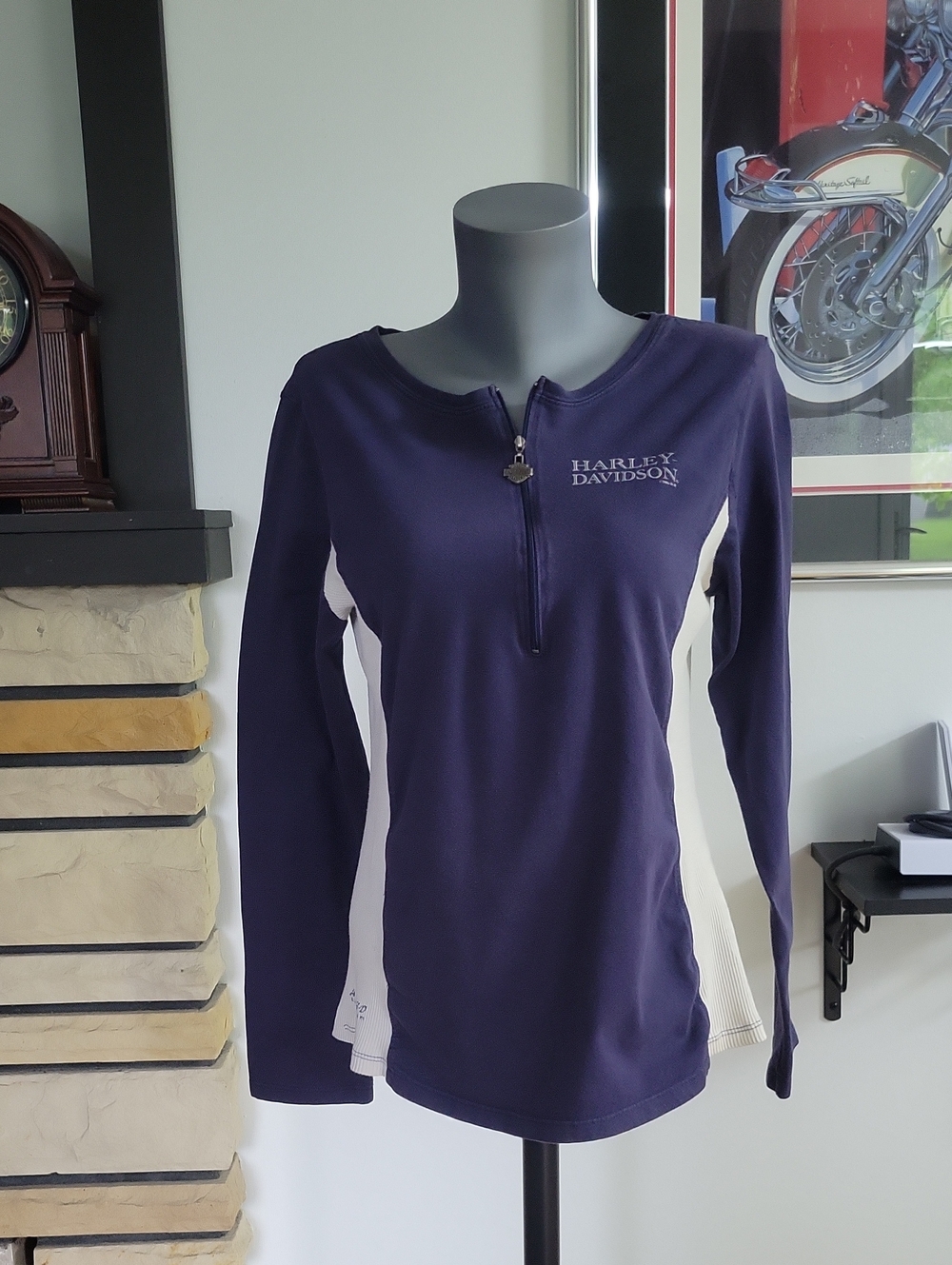 Harley-Davidson Top 1X Blue/Off-White Vintage